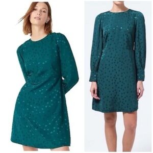 J. Crew Jacquard Floral Dot A-line Shift Dress in Dark Spruce Green Size 6